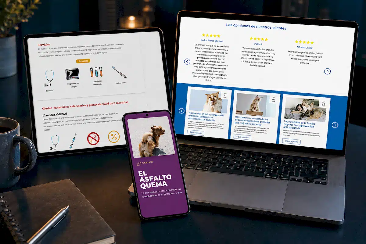Proyectos de comunicación veterinaria en portátil, tablet y móvil